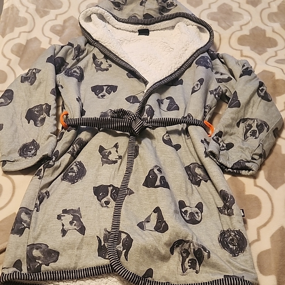 Dog Print Hooded Robe
